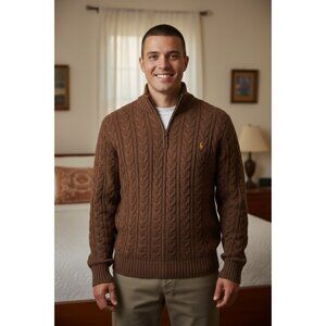 POLO RALPH LAUREN COTTON CABLE KNIT SWEATER - Large